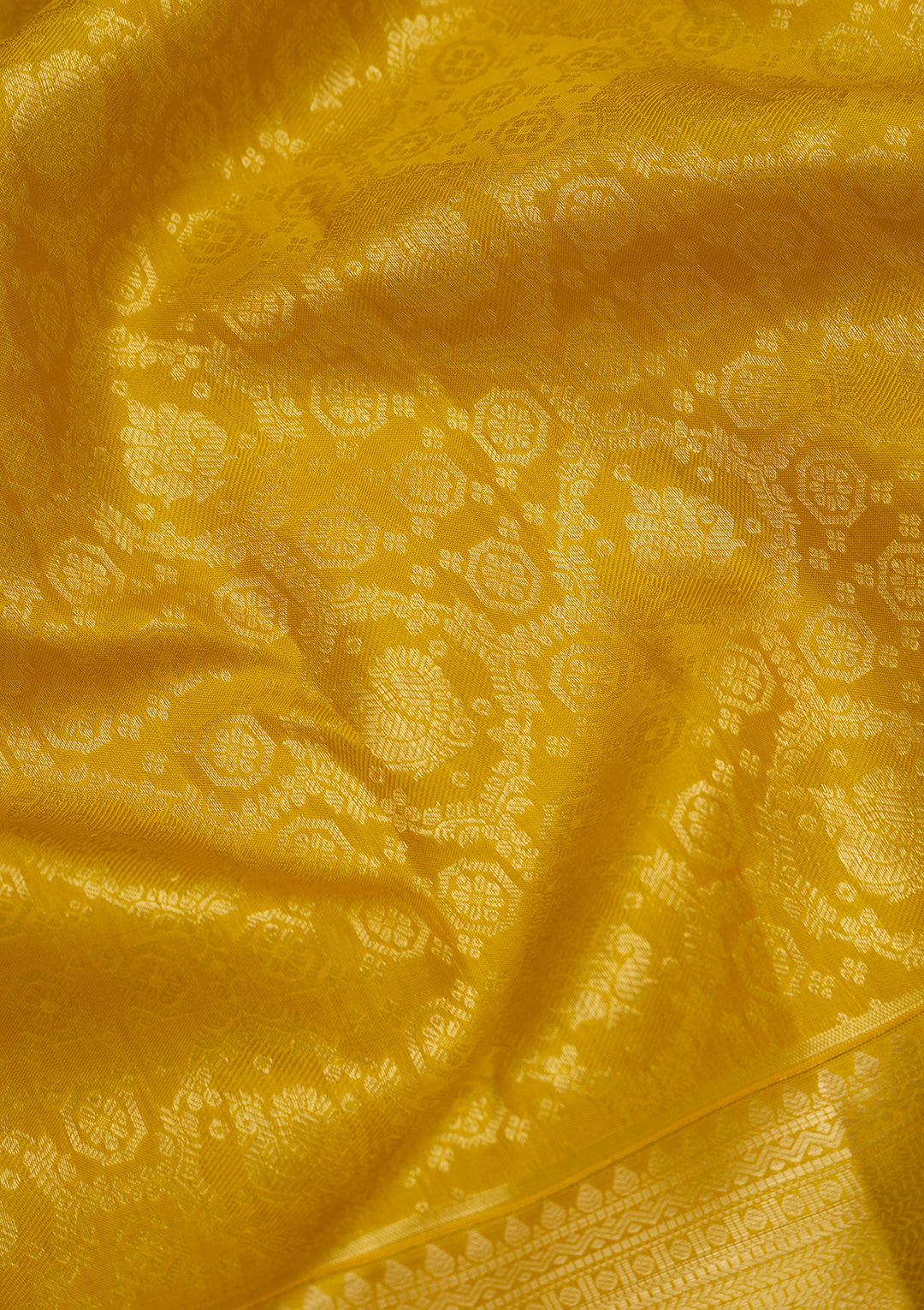 Yellow Silk Jaal Gold Zariwork Saree With Matching Blouse Piece