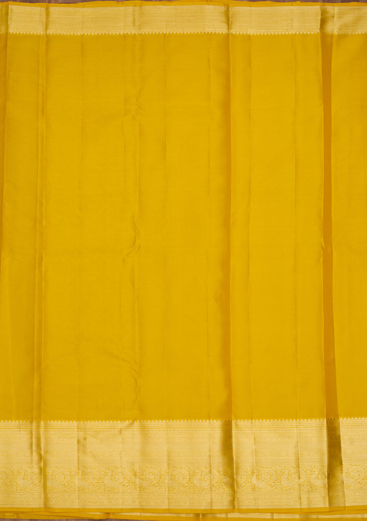 Yellow Silk Jaal Gold Zariwork Saree With Matching Blouse Piece