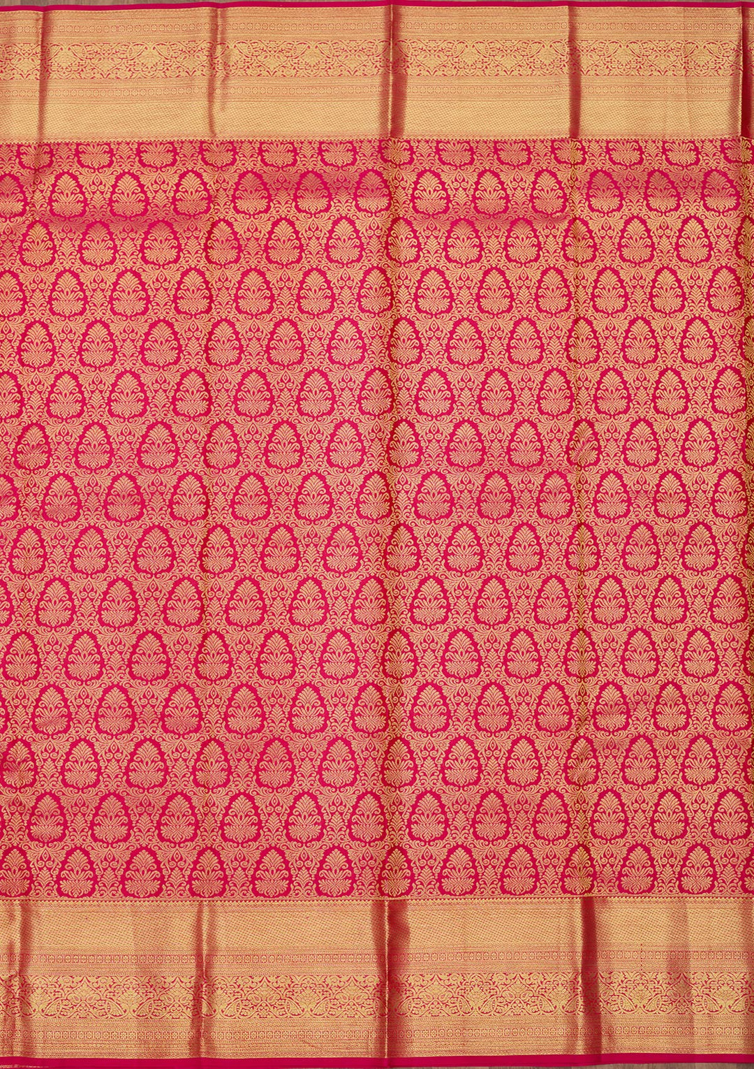 Rani Pink Silk Jaal Gold Zariwork Saree With Matching Blouse Piece