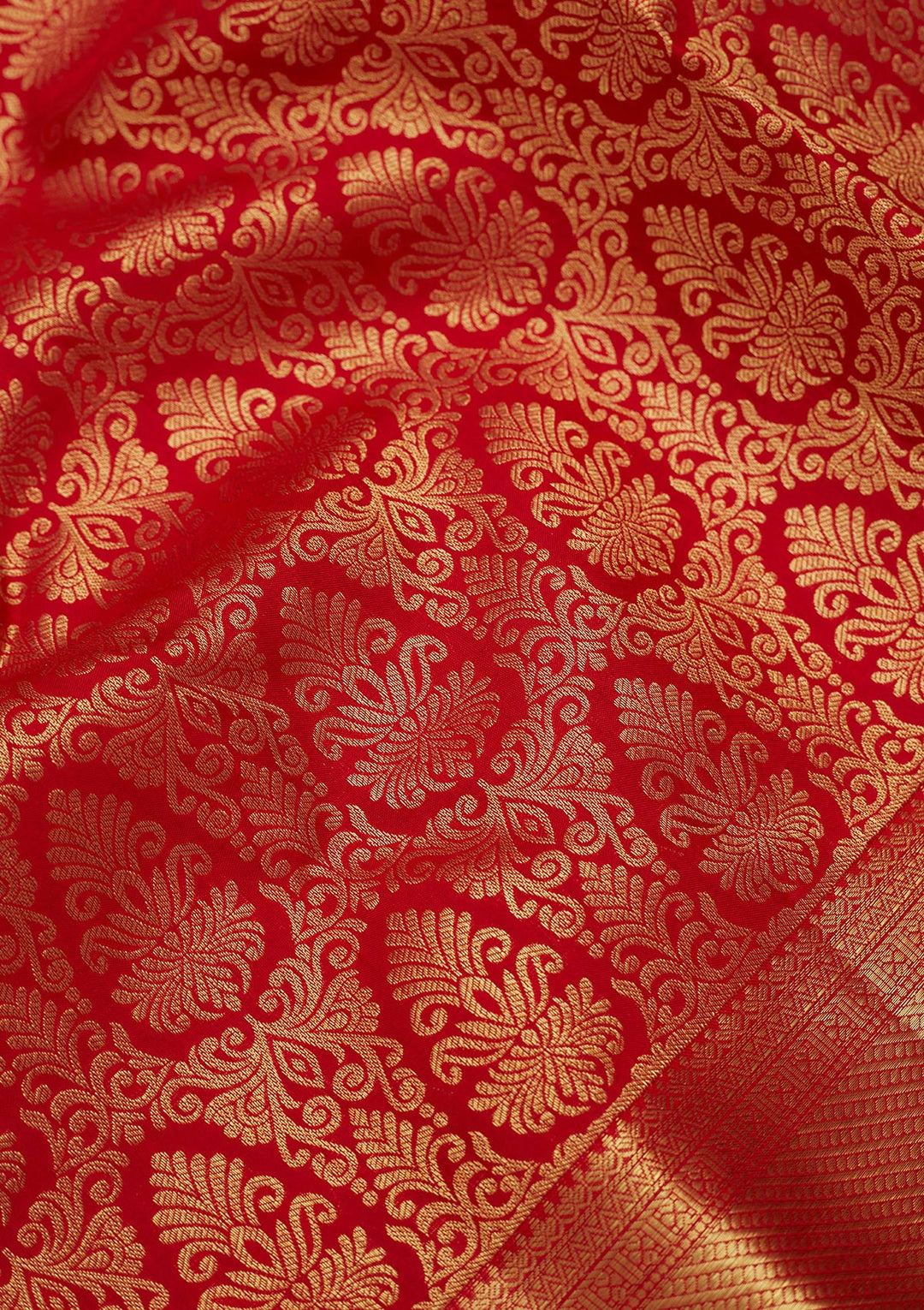 Red Silk Jaal Gold Zariwork Saree With Matching Blouse Piece