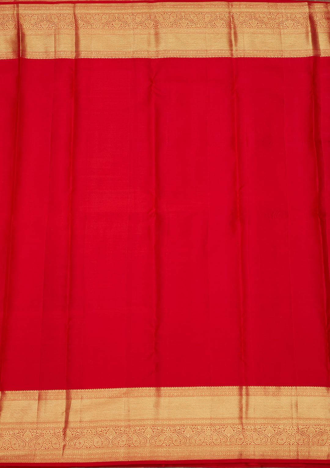 Red Silk Jaal Gold Zariwork Saree With Matching Blouse Piece