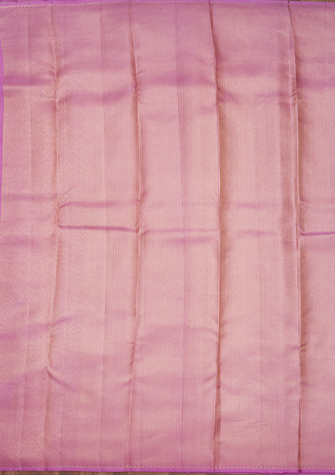 Lavender Silk Jaal Gold Zariwork Saree With Matching Blouse Piece