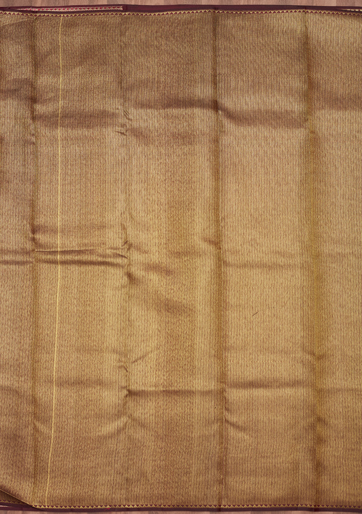 Wine Silk Jaal Gold Zariwork Saree With Matching Blouse Piece