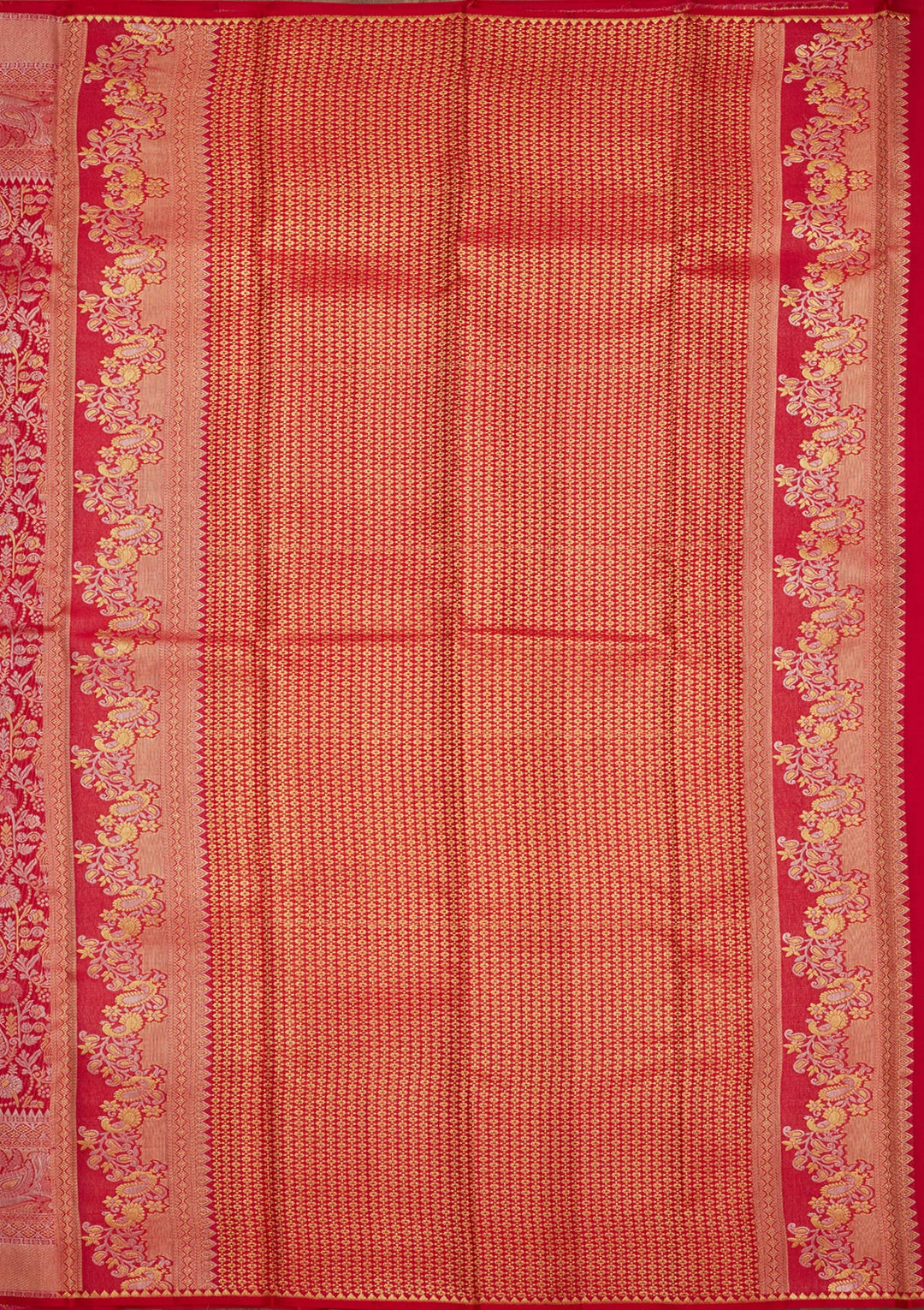 Rani Pink Silk Jaal Gold Zariwork Saree With Matching Blouse Piece