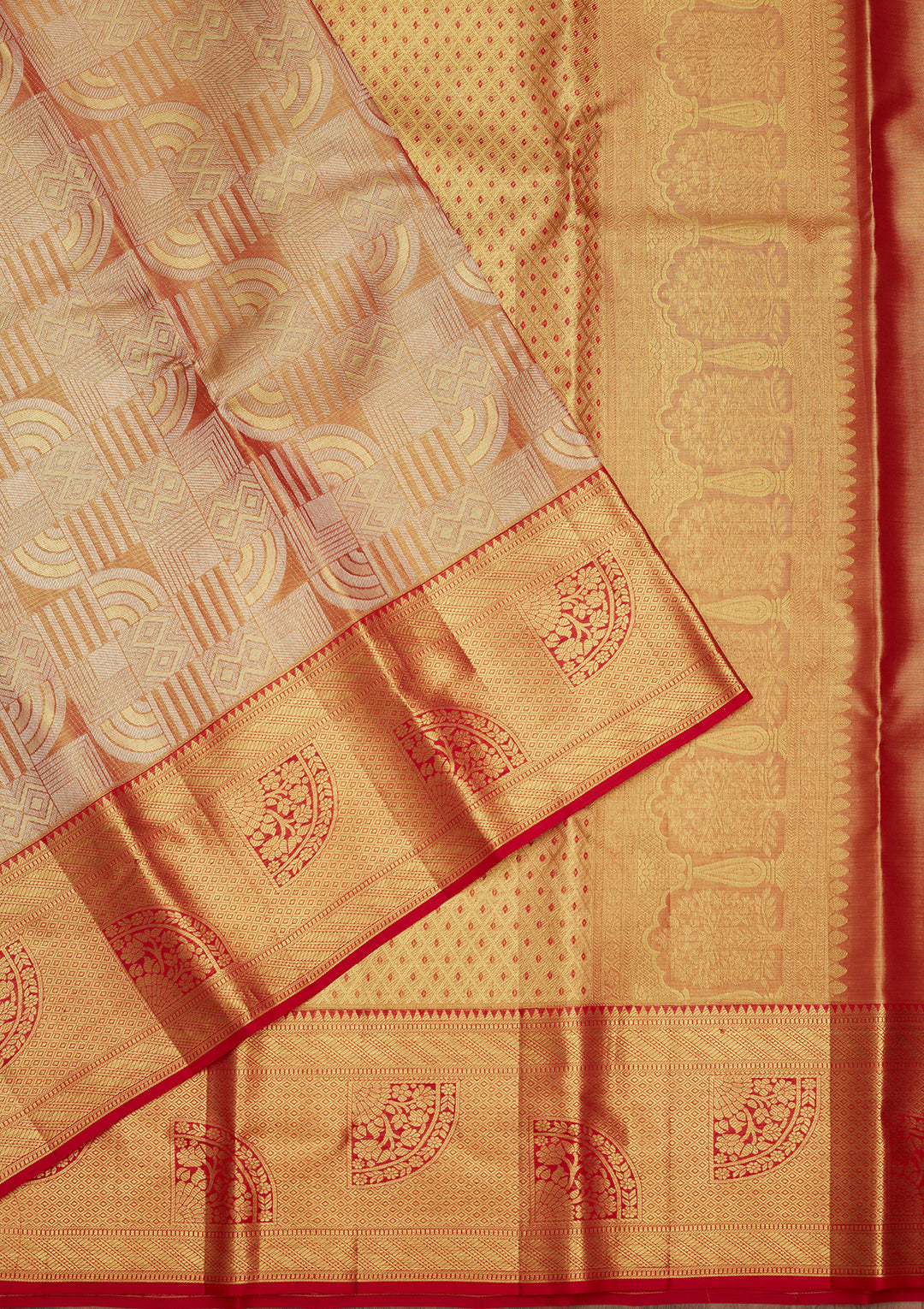 Red Silk Jaal Gold Zariwork Saree With Matching Blouse Piece