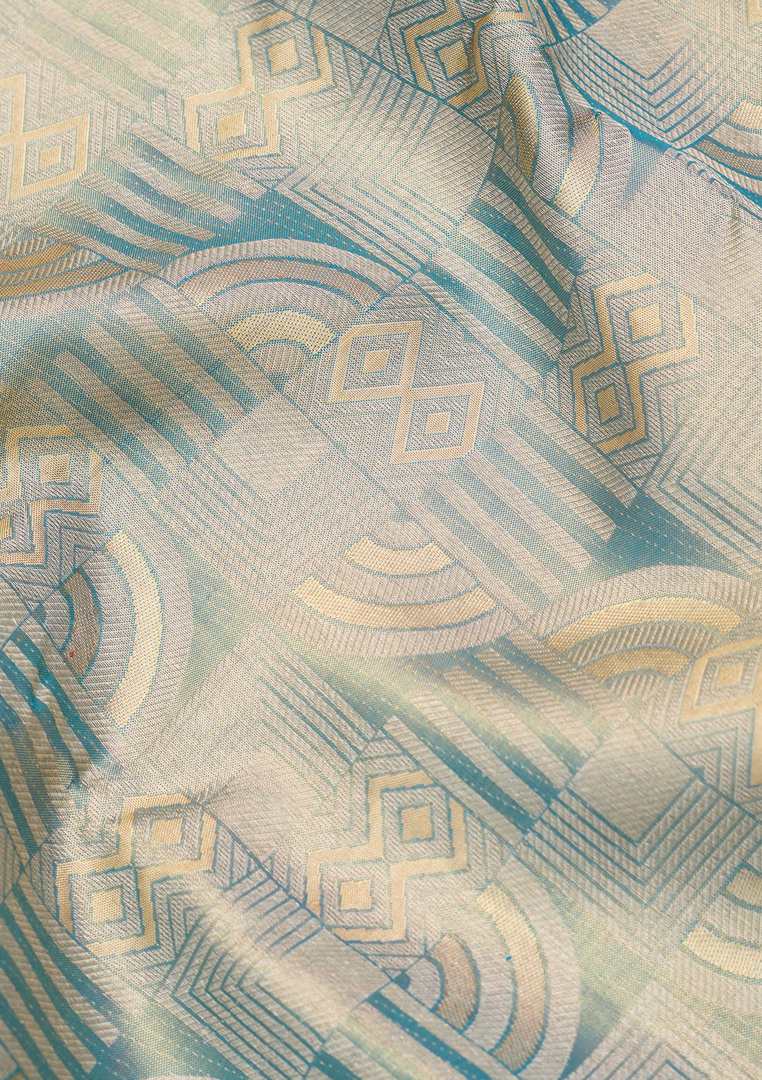 Sea Green Silk Jaal Gold Zariwork Saree With Matching Blouse Piece