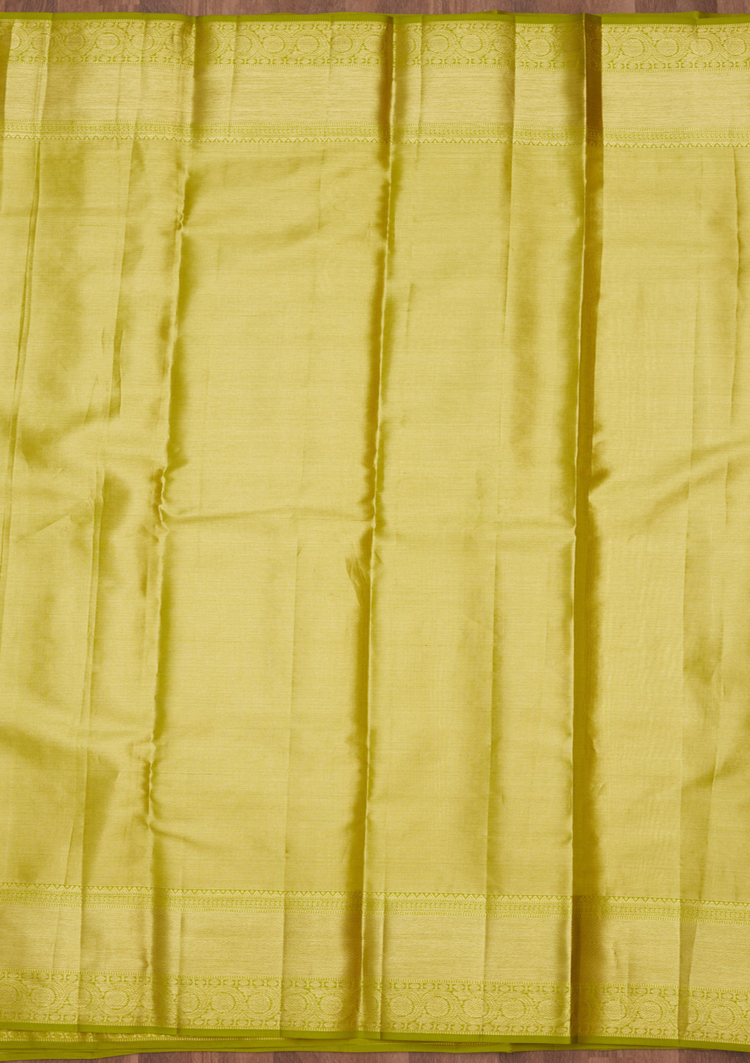 Lime Green Silk Jaal Gold Zariwork Saree With Matching Blouse Piece
