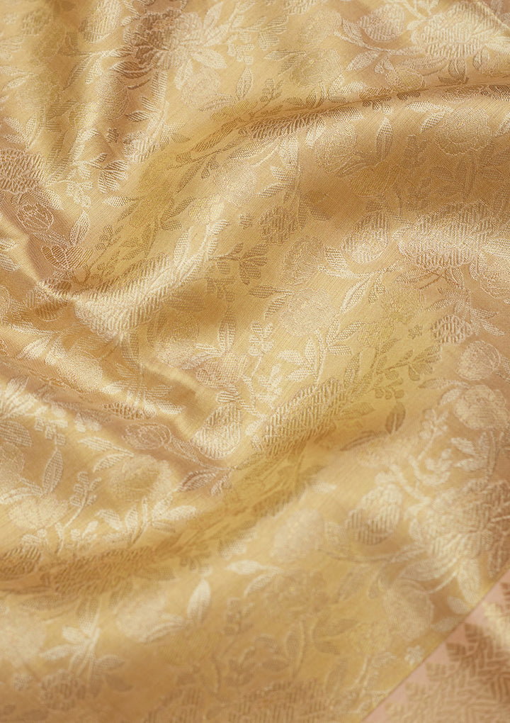 Gold Silk Jaal Gold Zariwork Saree With Matching Blouse Piece