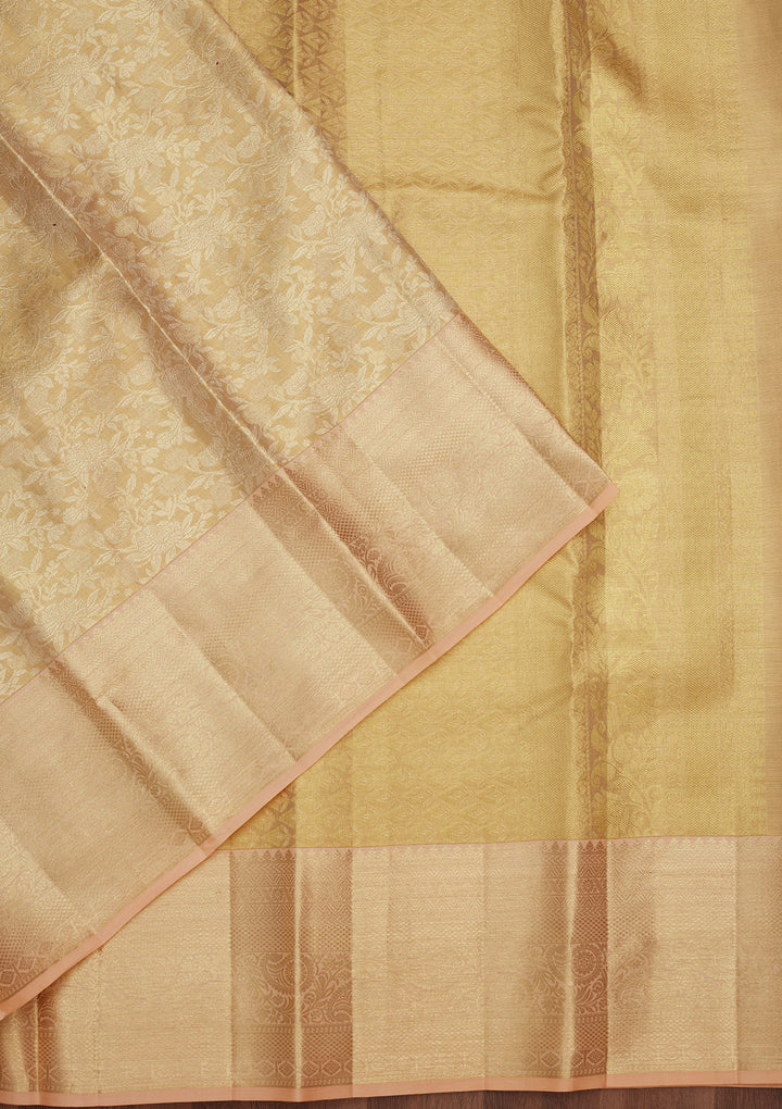 Gold Silk Jaal Gold Zariwork Saree With Matching Blouse Piece
