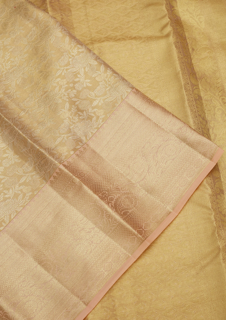 Gold Silk Jaal Gold Zariwork Saree With Matching Blouse Piece