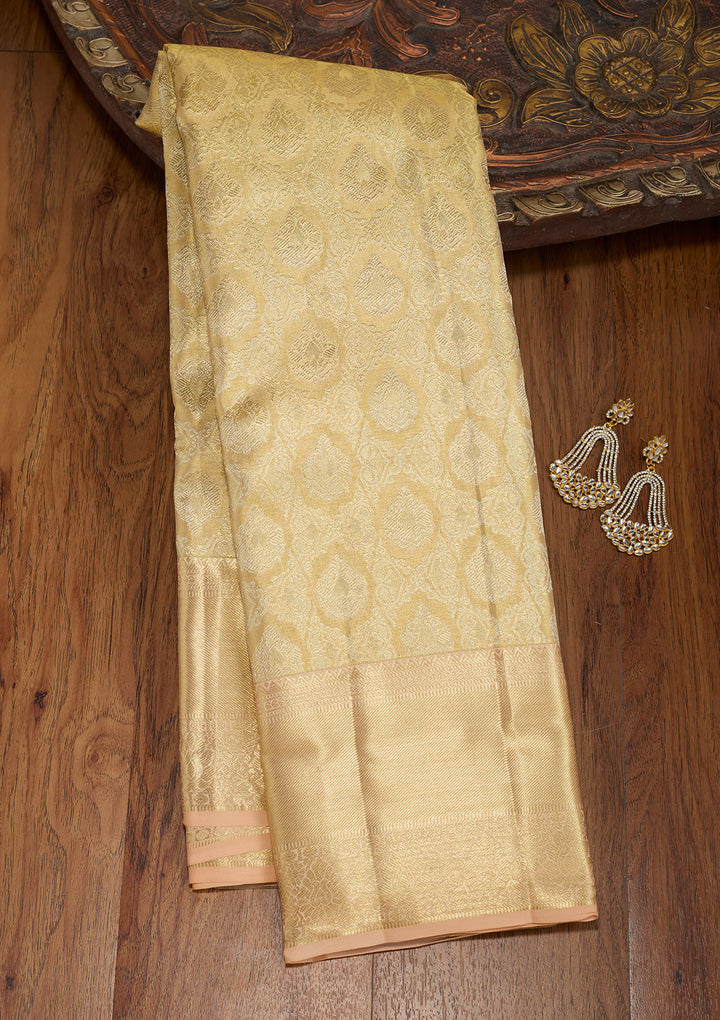 Gold Silk Jaal Gold Zariwork Saree With Matching Blouse Piece