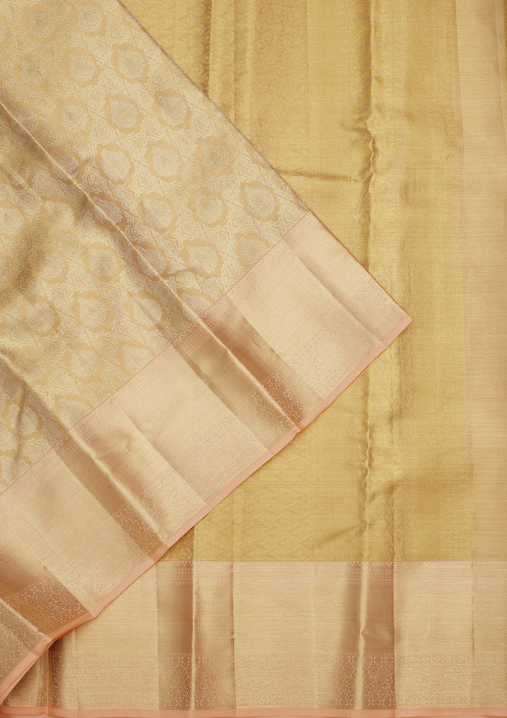 Gold Silk Jaal Gold Zariwork Saree With Matching Blouse Piece