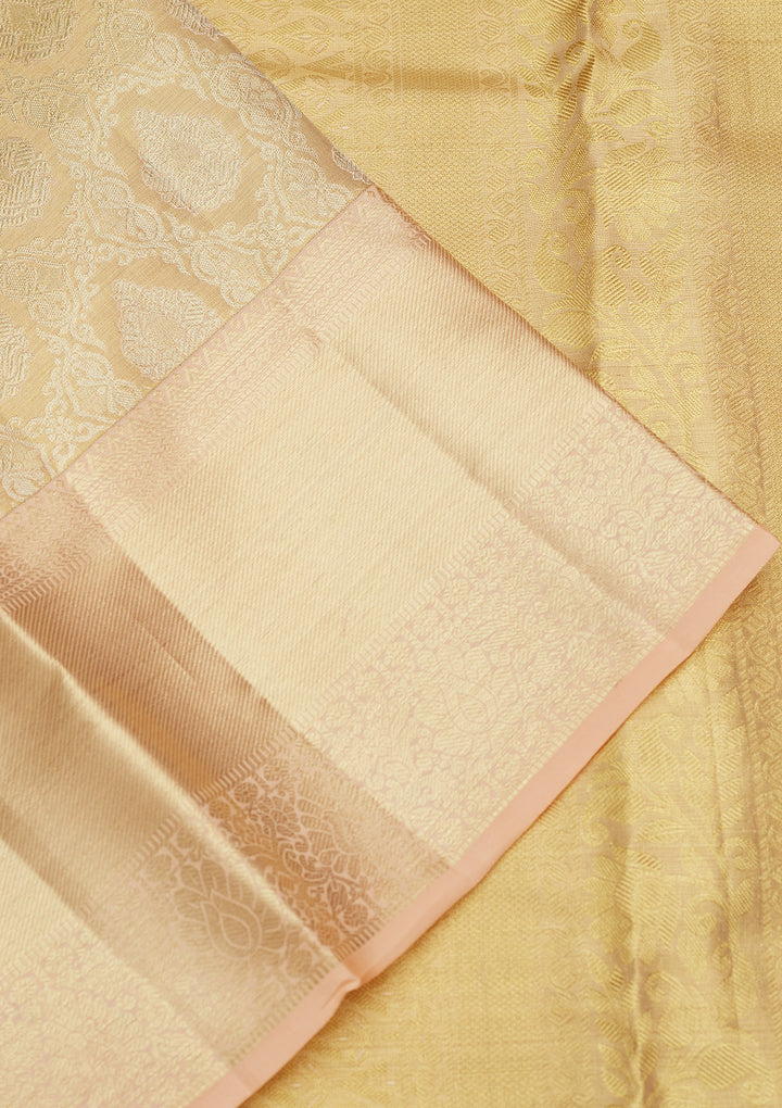 Gold Silk Jaal Gold Zariwork Saree With Matching Blouse Piece