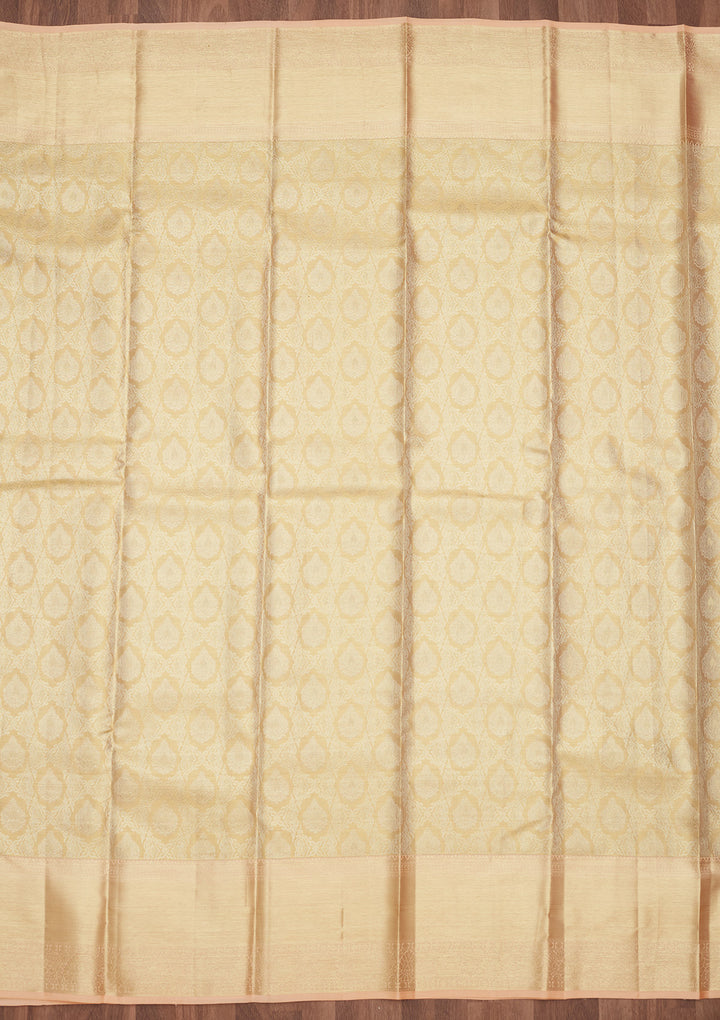 Gold Silk Jaal Gold Zariwork Saree With Matching Blouse Piece