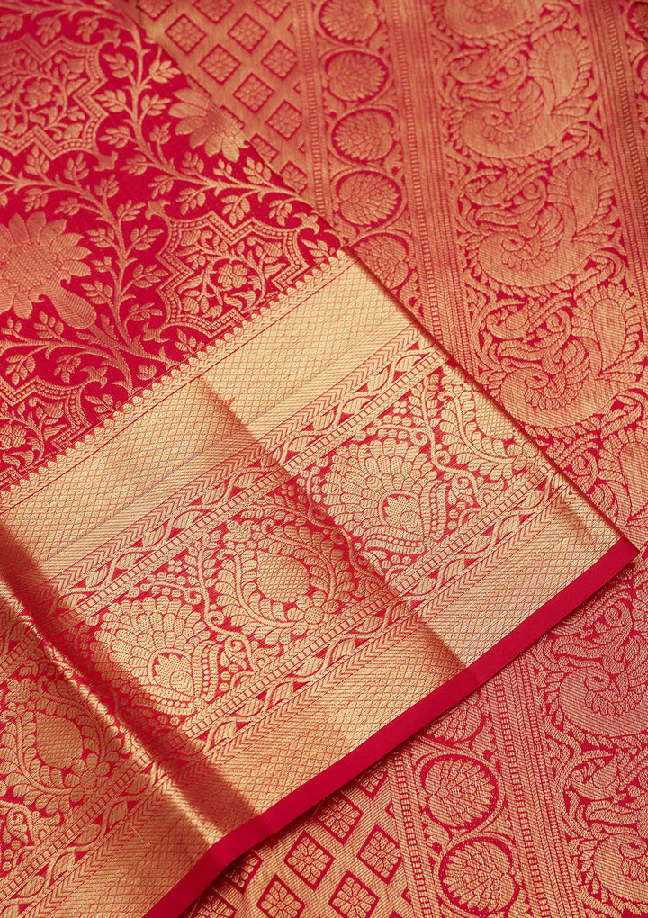 Rani Pink Zariwork (Gold) Pure Silk Saree
