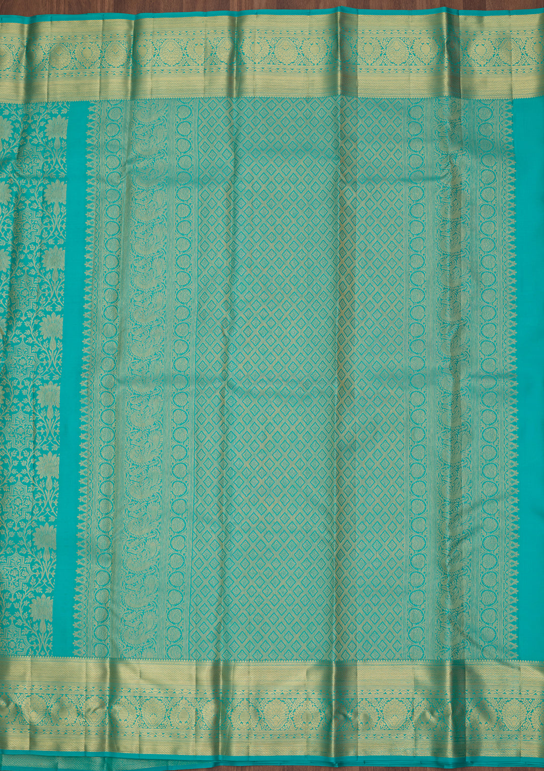 Turquoise Blue Dharmavaram Pure Silk Saree