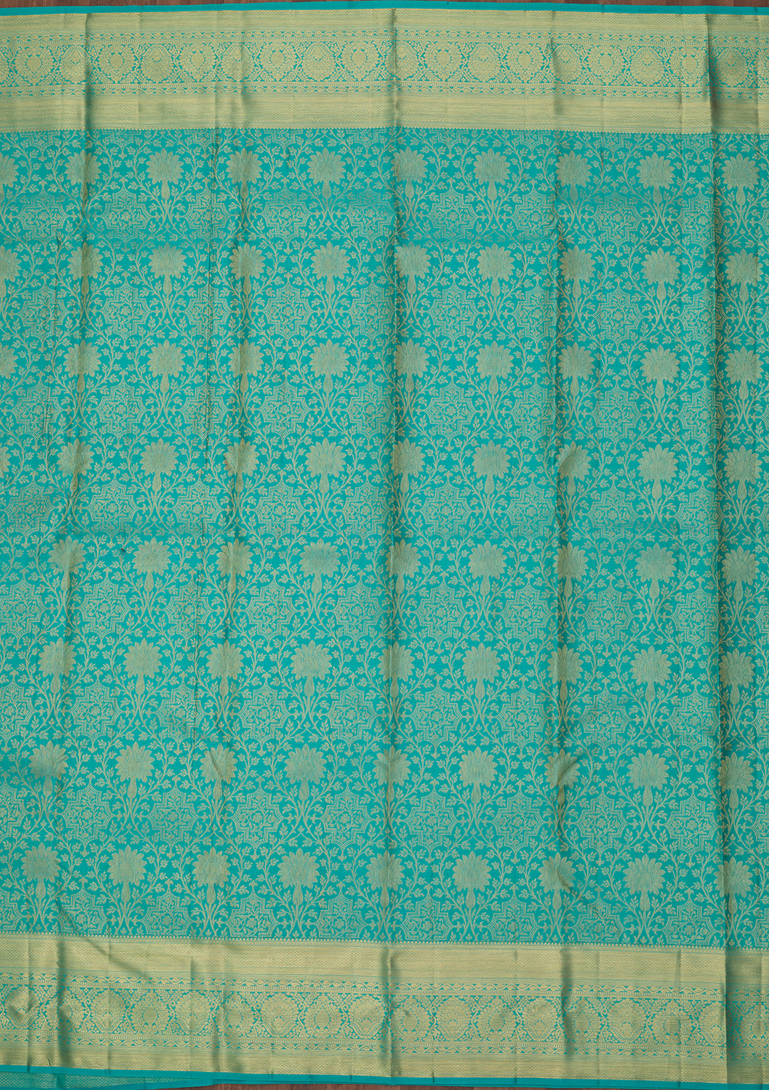Turquoise Blue Dharmavaram Pure Silk Saree