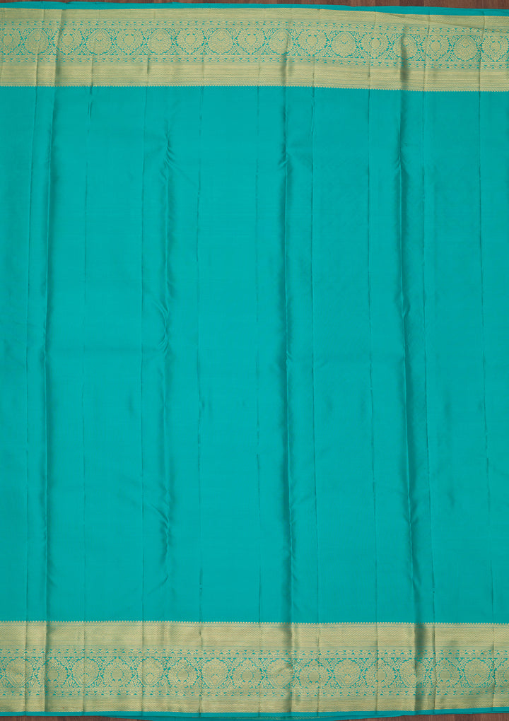 Turquoise Blue Dharmavaram Pure Silk Saree