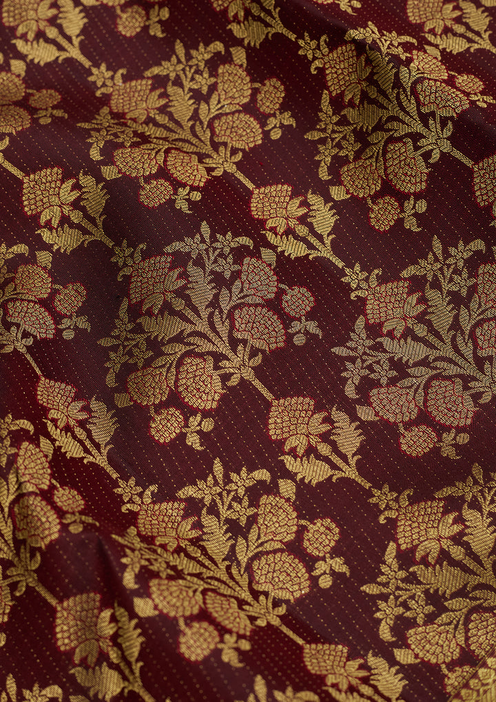 Dark Maroon Zariwork (Gold) Pure Silk Saree