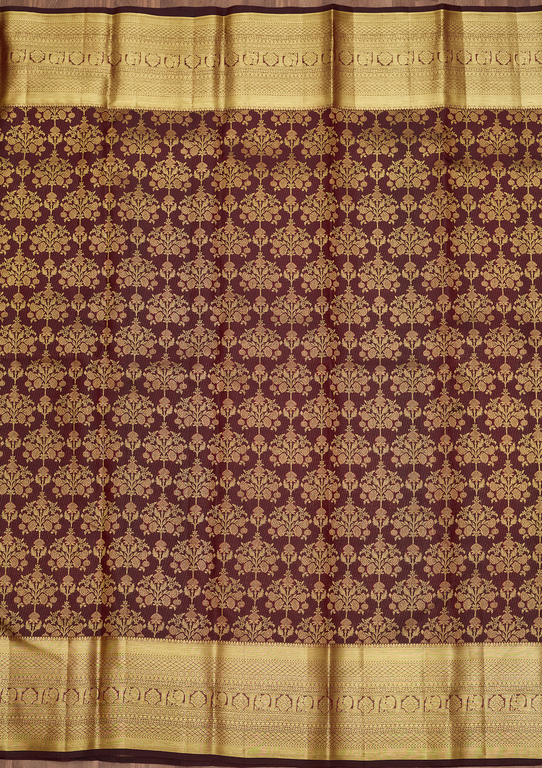 Dark Maroon Zariwork (Gold) Pure Silk Saree