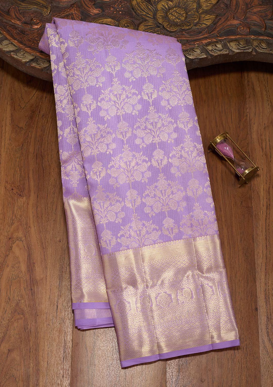 Lavender Zariwork (Gold) Pure Silk Saree