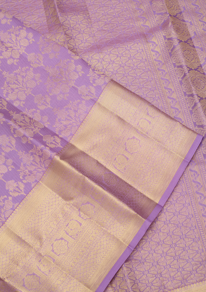 Lavender Zariwork (Gold) Pure Silk Saree