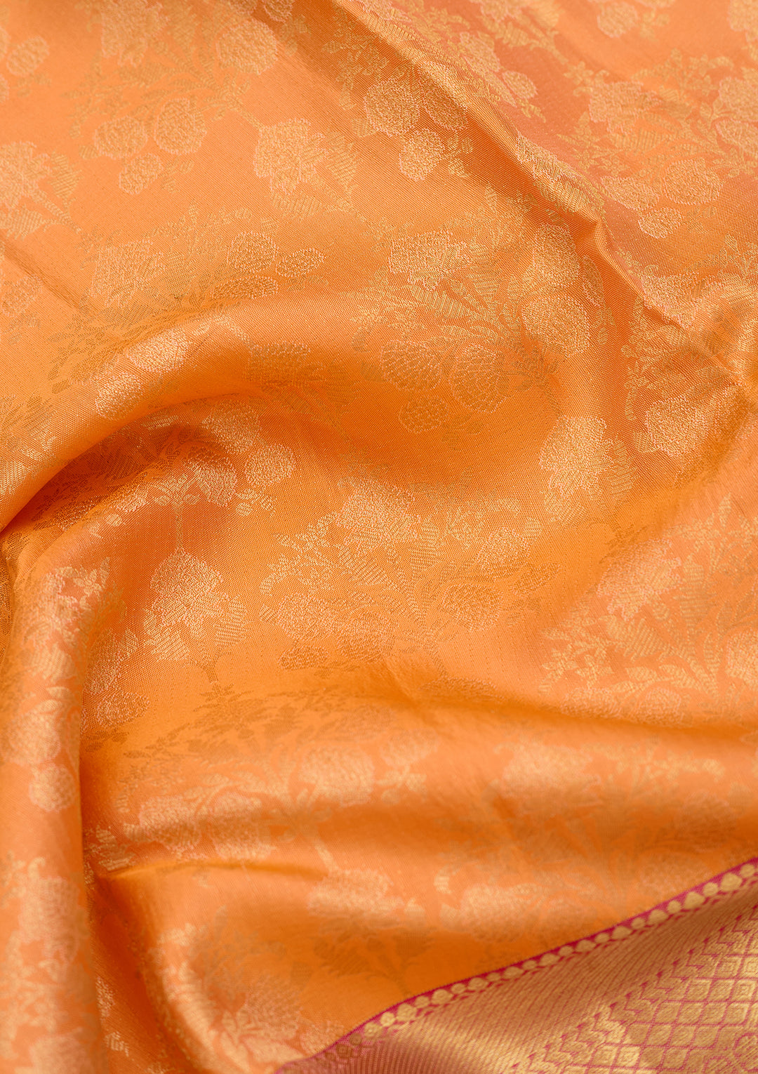 Orange Pure Silk Jaal Saree With Matching Blouse Piece