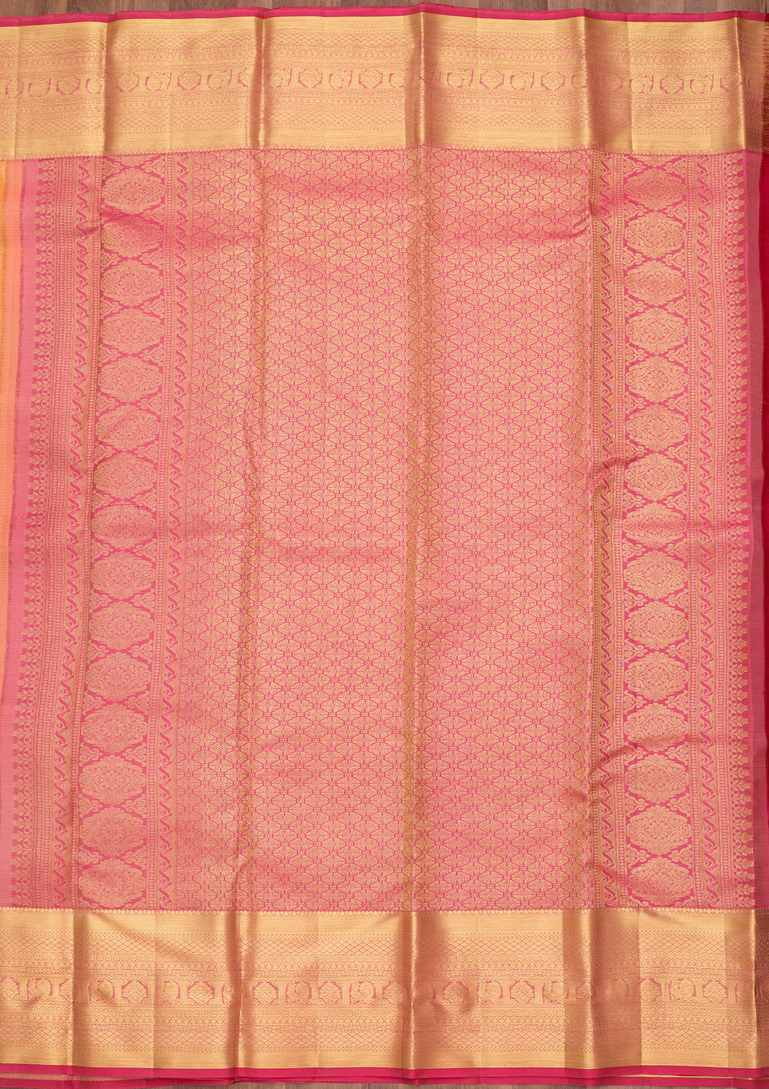 Orange Pure Silk Jaal Saree With Matching Blouse Piece