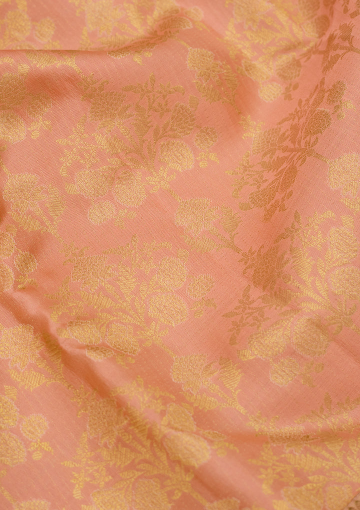 Peach Zariwork (Gold) Pure Silk Saree