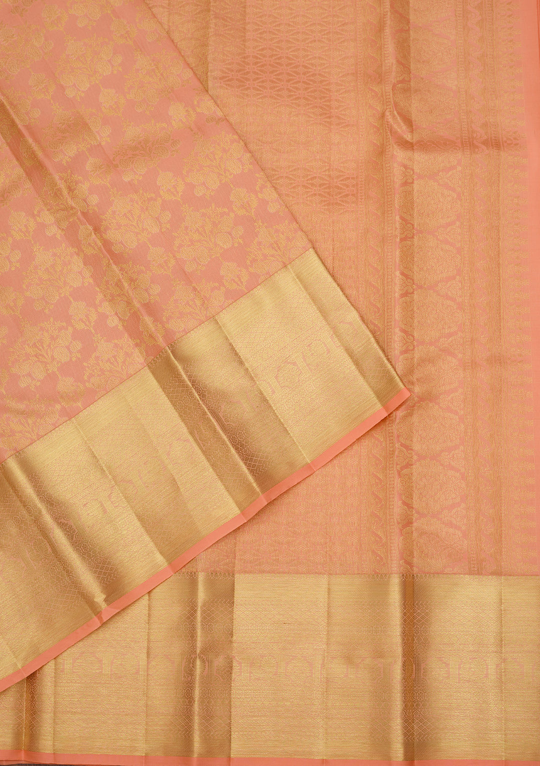 Peach Zariwork (Gold) Pure Silk Saree