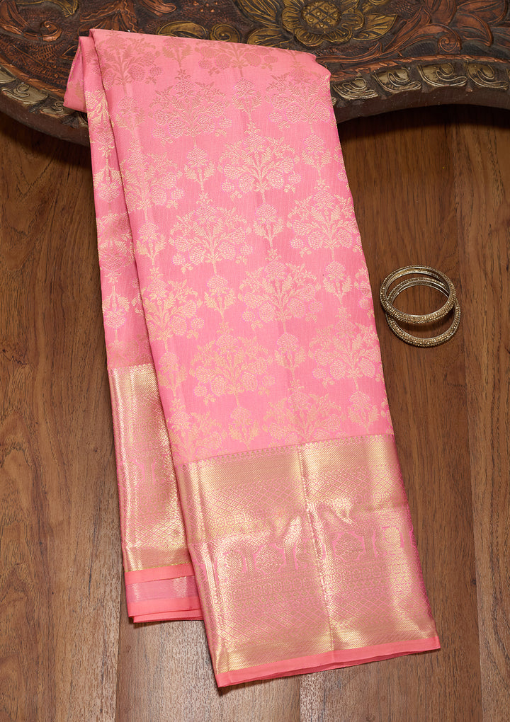 Pink Zariwork (Gold) Pure Silk Saree