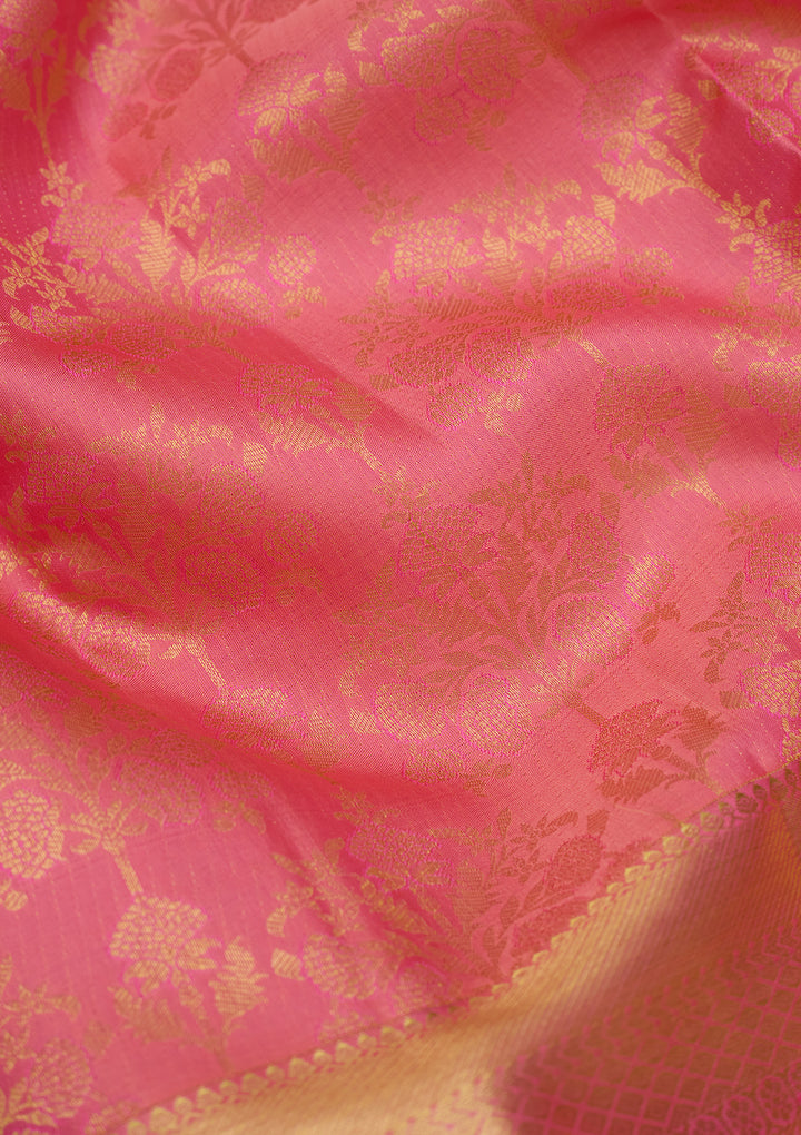 Pink Zariwork (Gold) Pure Silk Saree