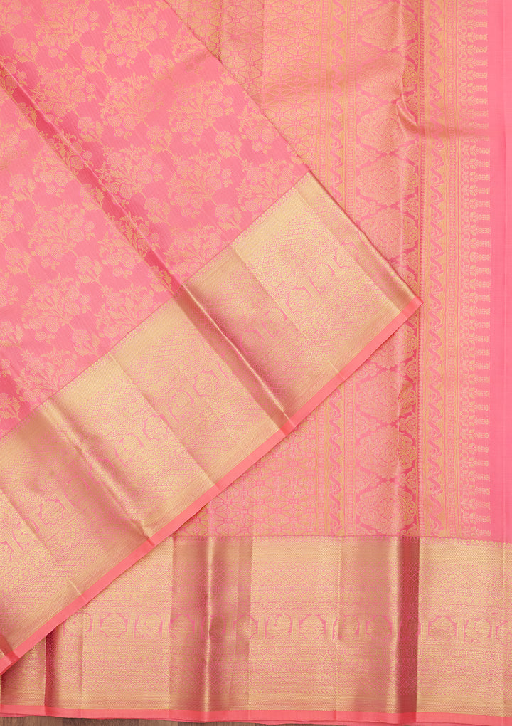 Pink Zariwork (Gold) Pure Silk Saree