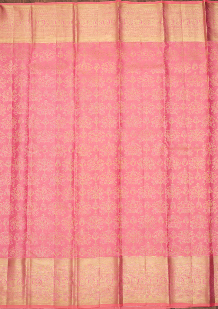 Pink Zariwork (Gold) Pure Silk Saree
