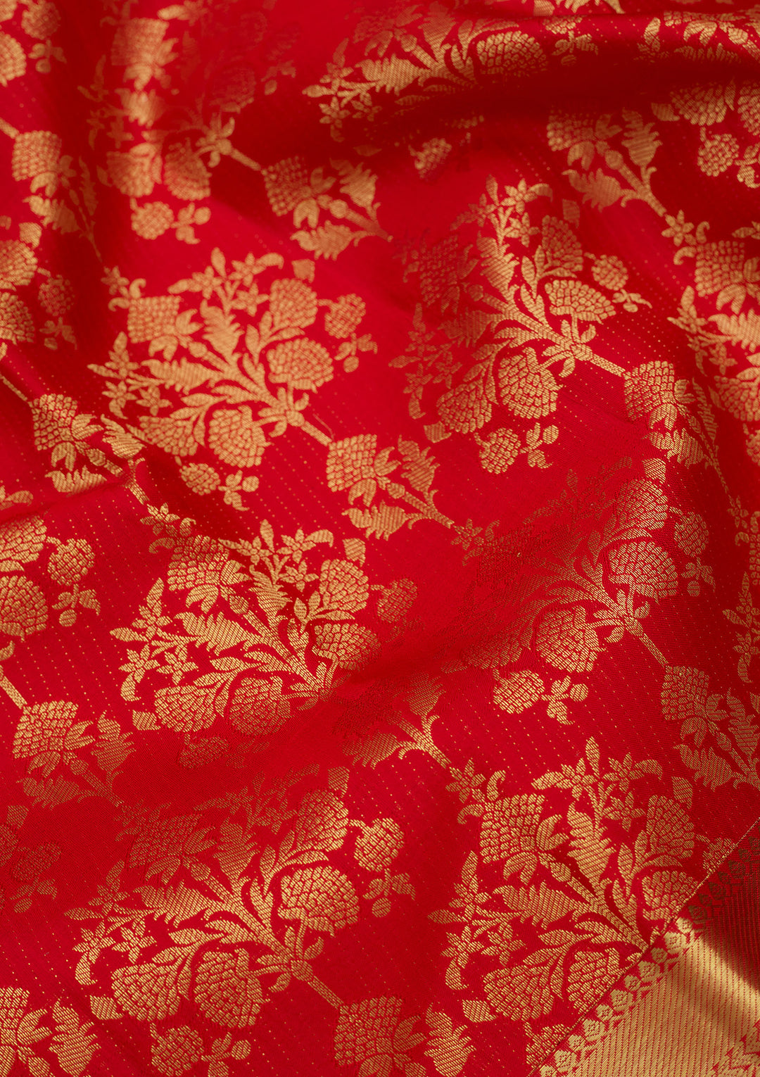 Red Silk Jaal Gold Zariwork Saree With Matching Blouse Piece