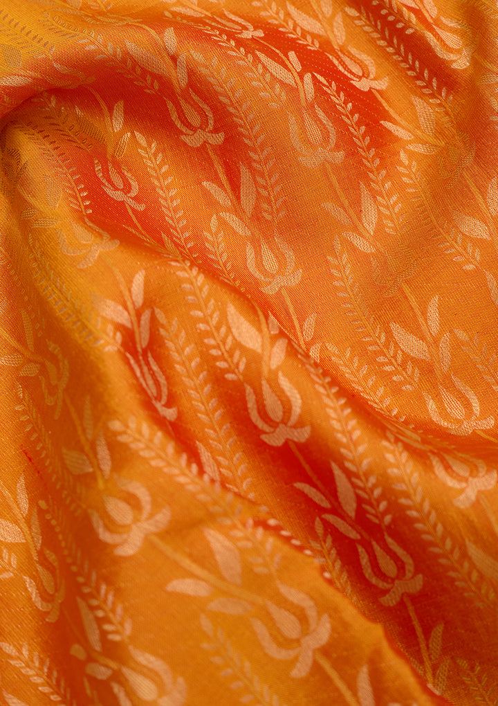 Mustard Dharmavaram Pure Silk Saree