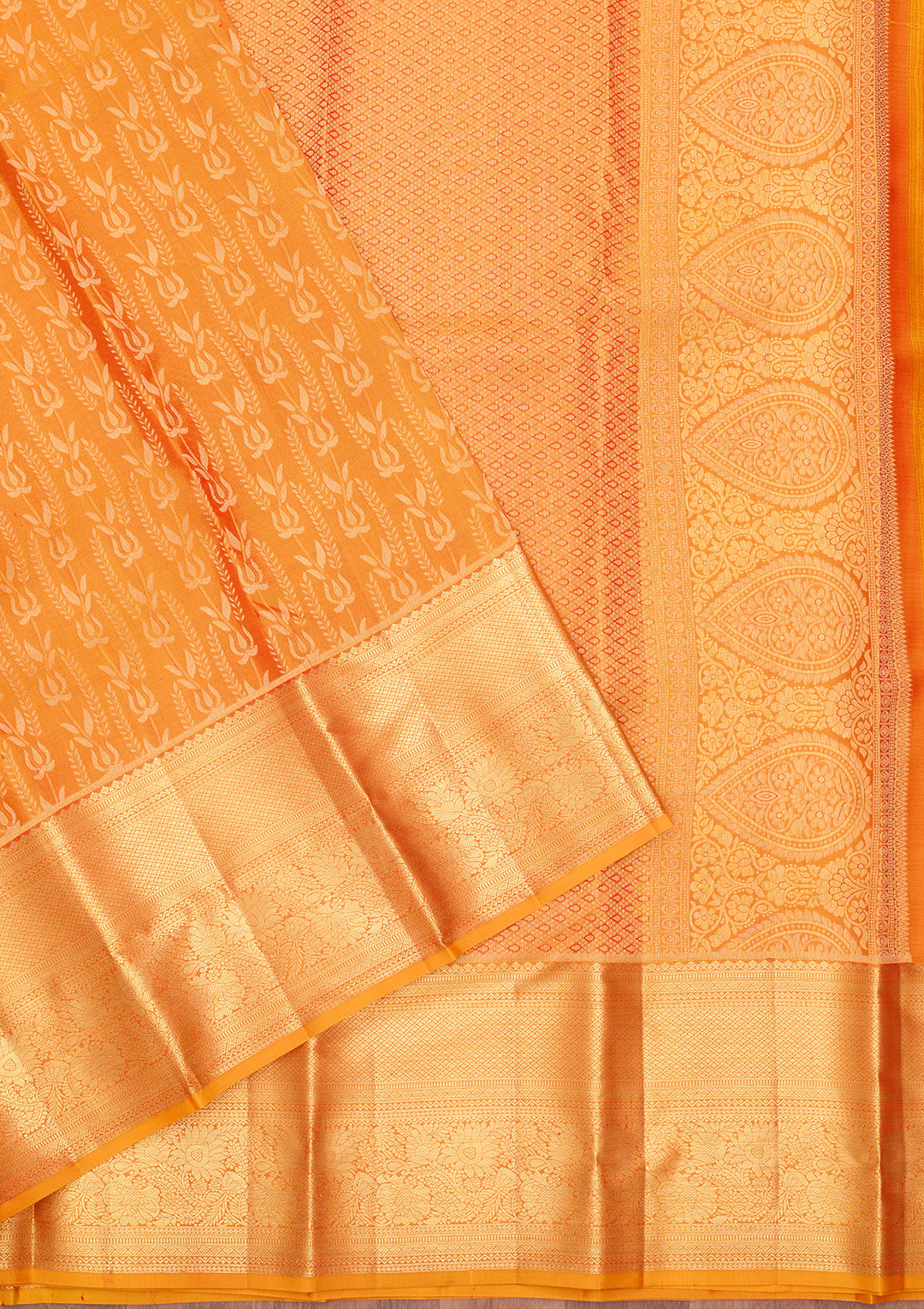 Mustard Dharmavaram Pure Silk Saree