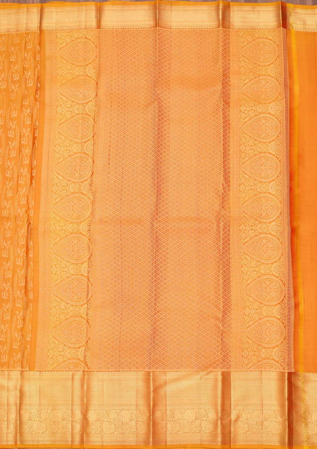 Mustard Dharmavaram Pure Silk Saree