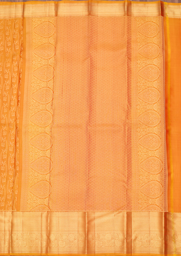 Mustard Dharmavaram Pure Silk Saree