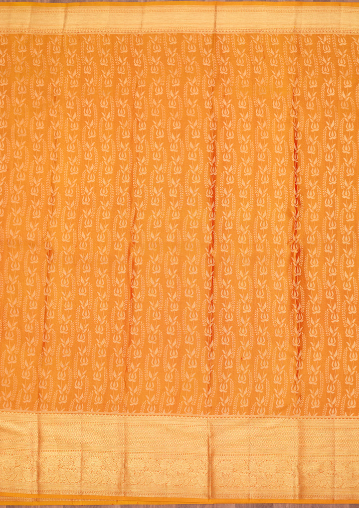 Mustard Dharmavaram Pure Silk Saree