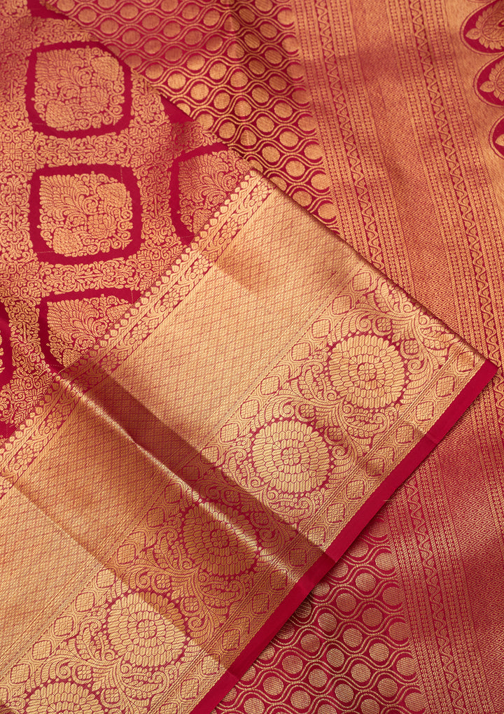 Rani Pink Dharmavaram Pure Silk Saree With Matching Blouse Piece