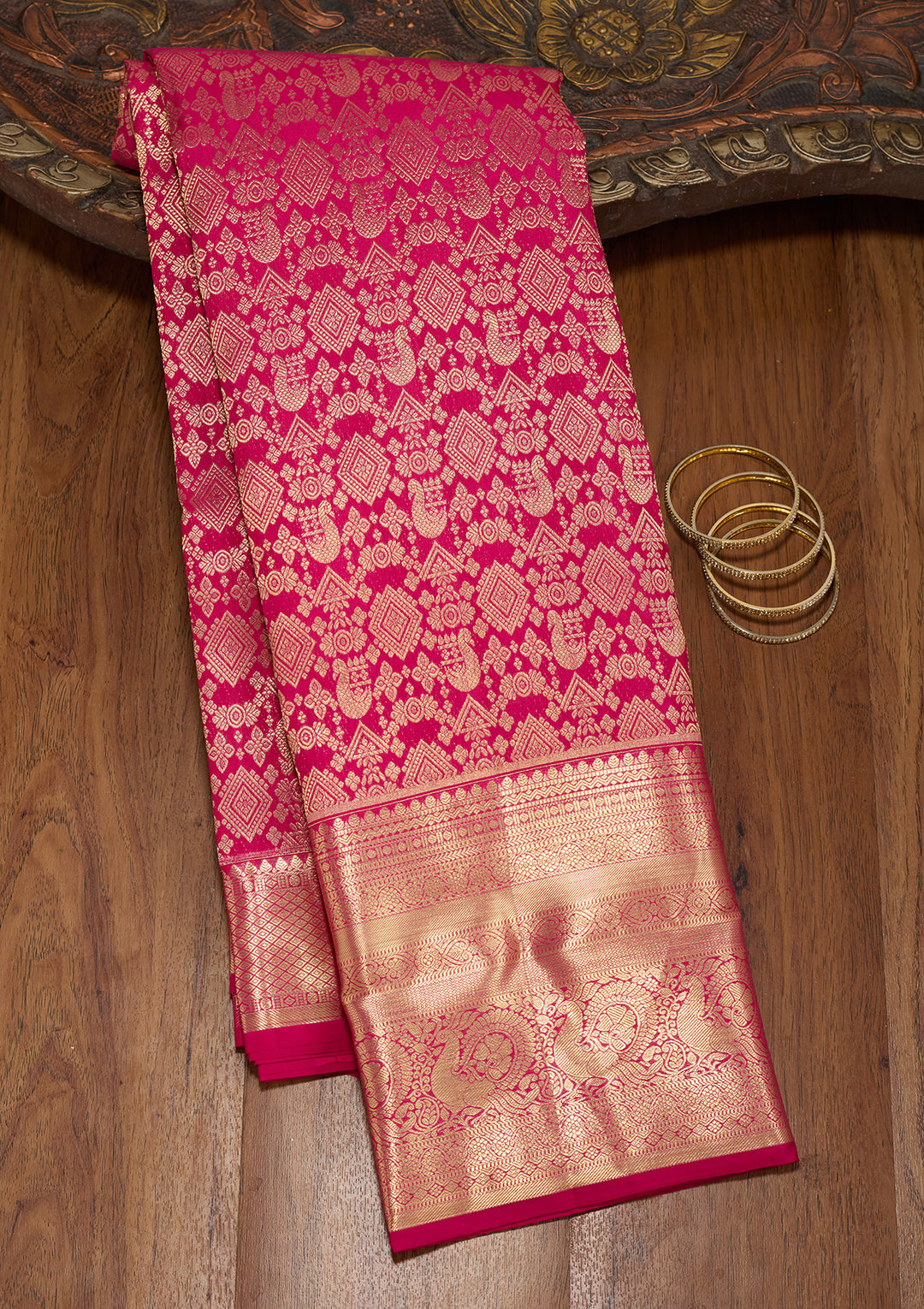 Magenta Pink  Pure Silk Saree