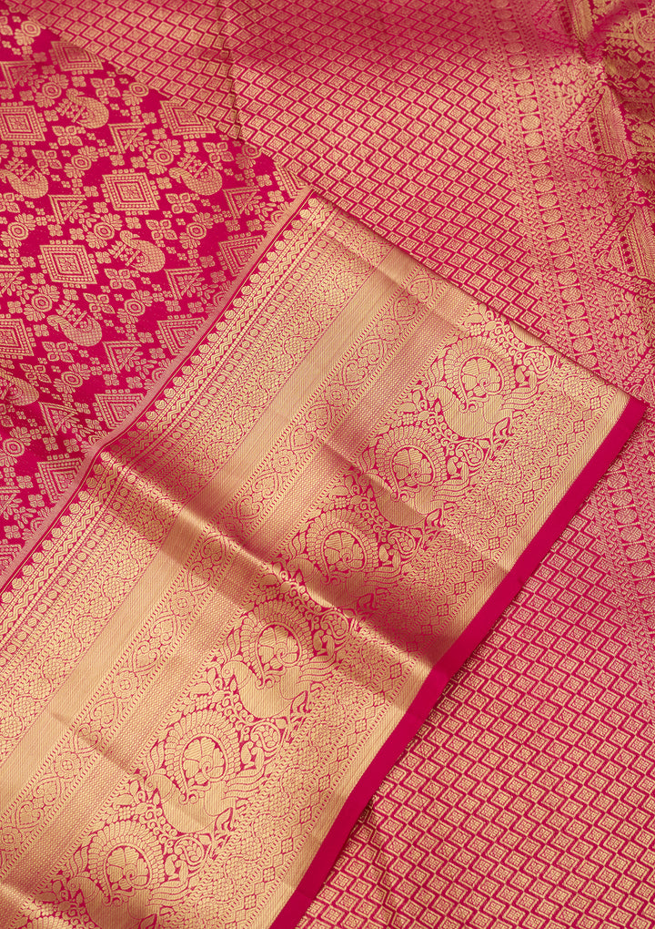 Magenta Pink  Pure Silk Saree