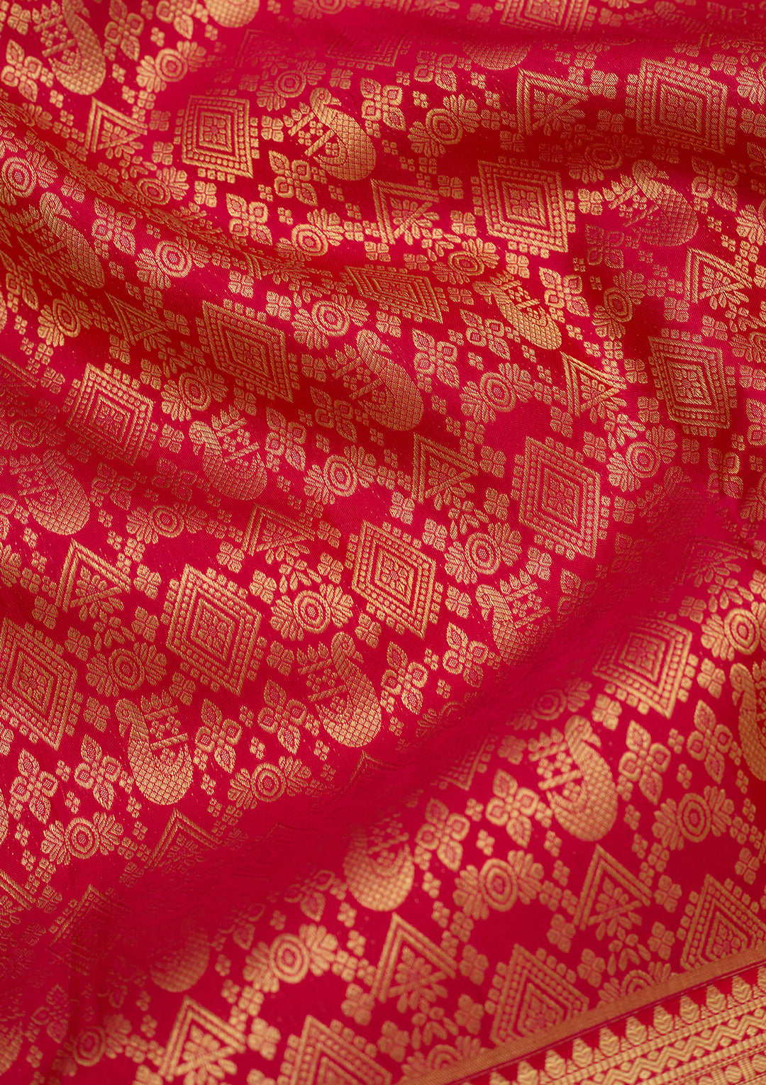 Rani Pink Silk Jaal Saree With Matching Blouse Piece