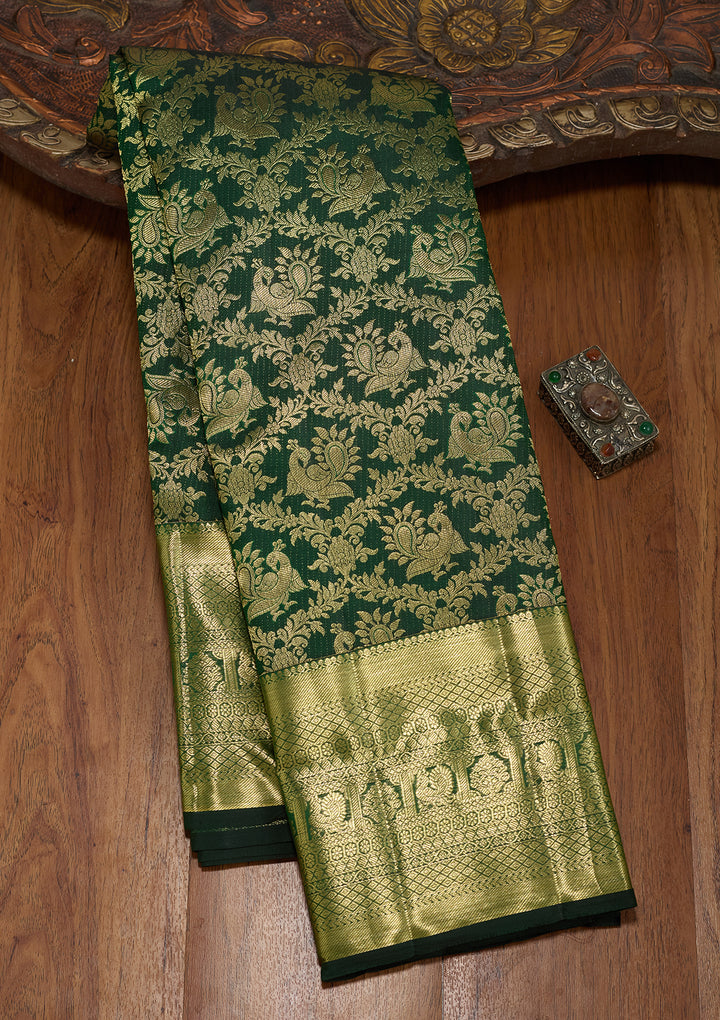 Bottle Green  Pure Silk Saree