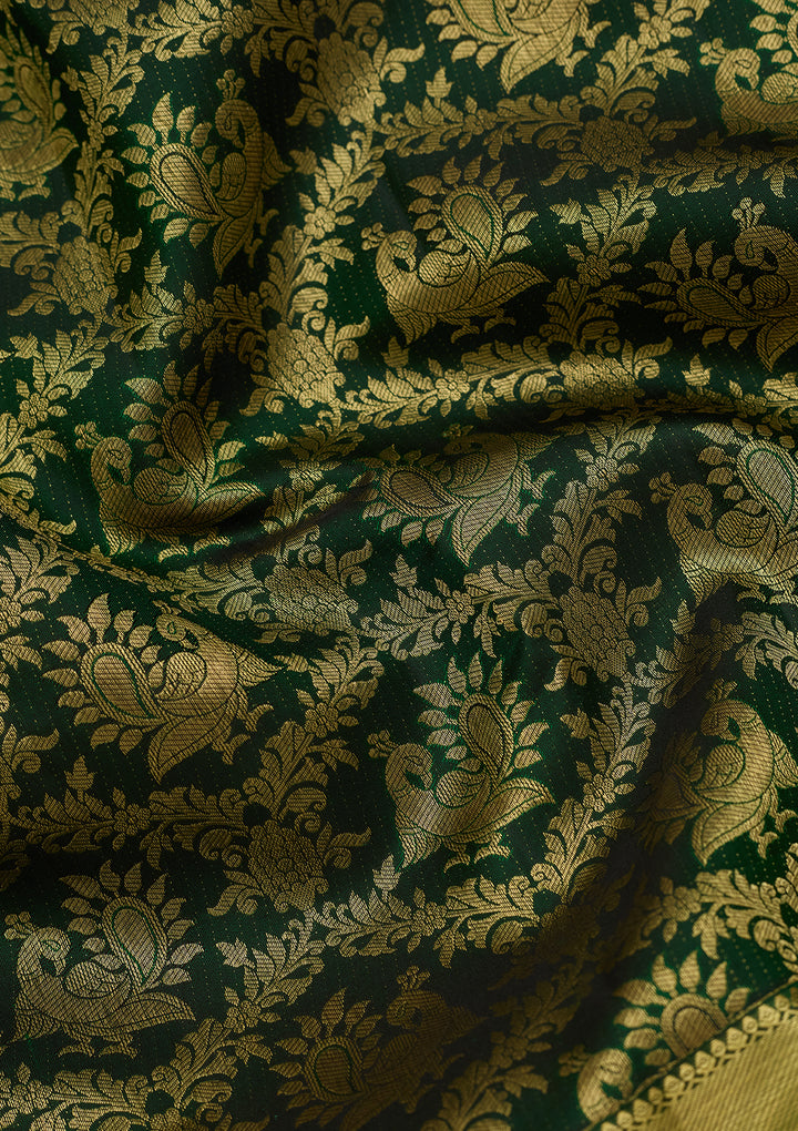 Bottle Green  Pure Silk Saree
