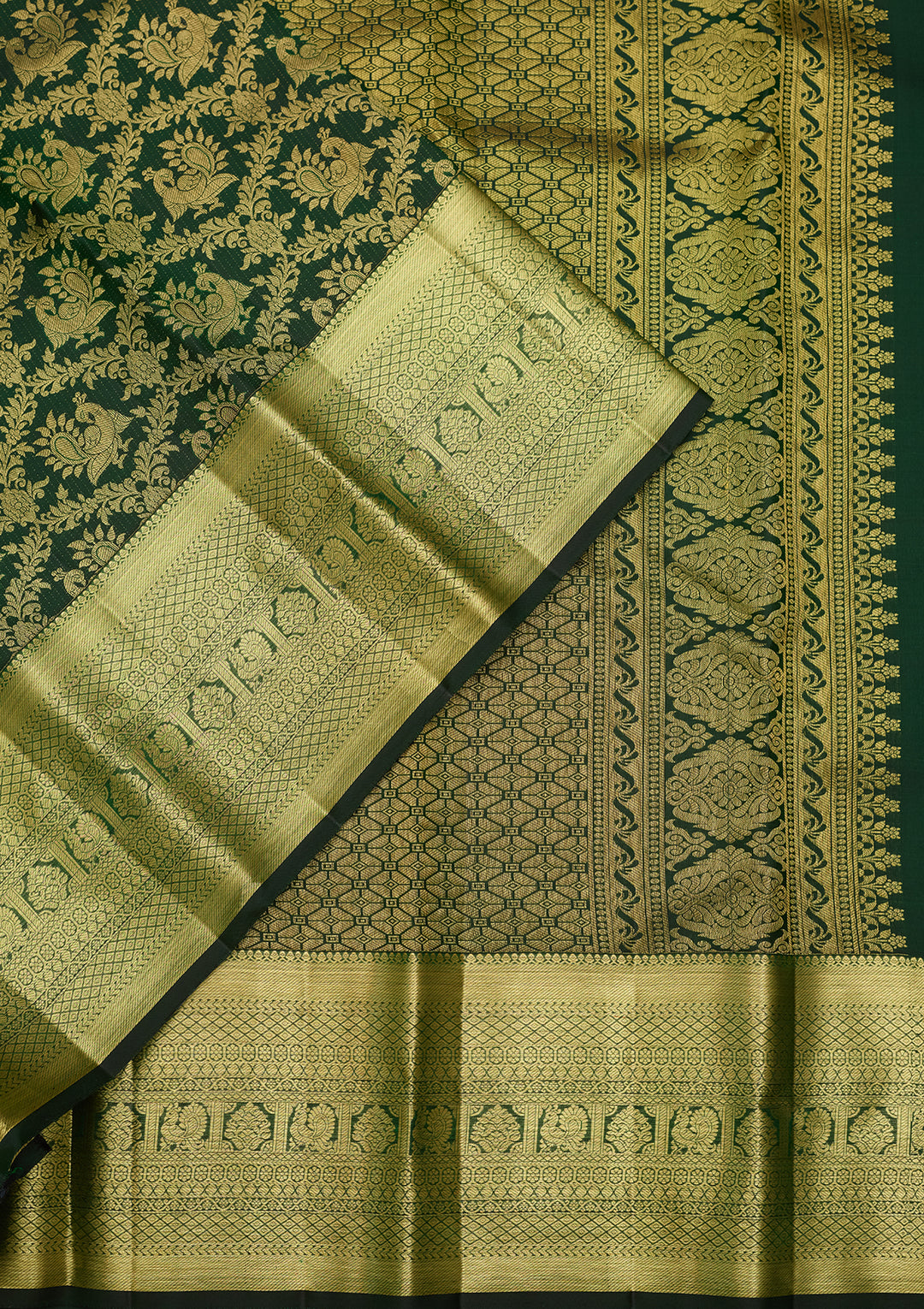 Bottle Green  Pure Silk Saree