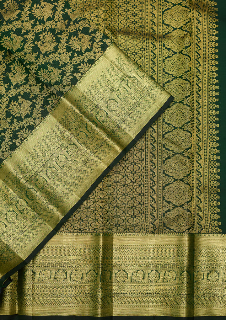 Bottle Green  Pure Silk Saree