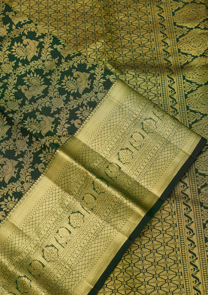 Bottle Green  Pure Silk Saree