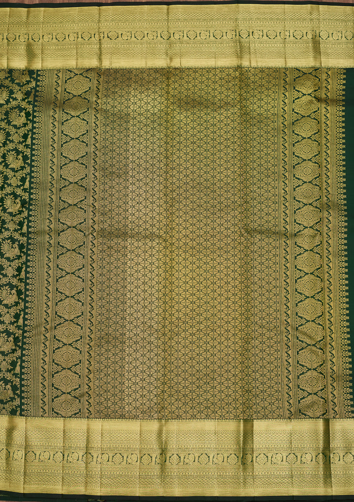 Bottle Green  Pure Silk Saree